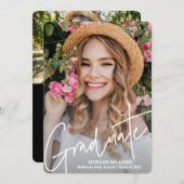 Faire-part Texte de script tendance, Graduate Ajouter Diplôme (Devant / Derrière)