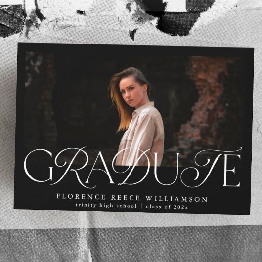 Faire-part Texte Élégant Photo Lycée Graduation