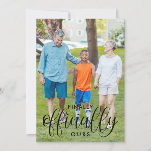 Faire-part Texte noir Enfin officiellement notre adoption pho (Devant)