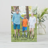 Faire-part Texte noir Enfin officiellement notre adoption pho (Debout devant)