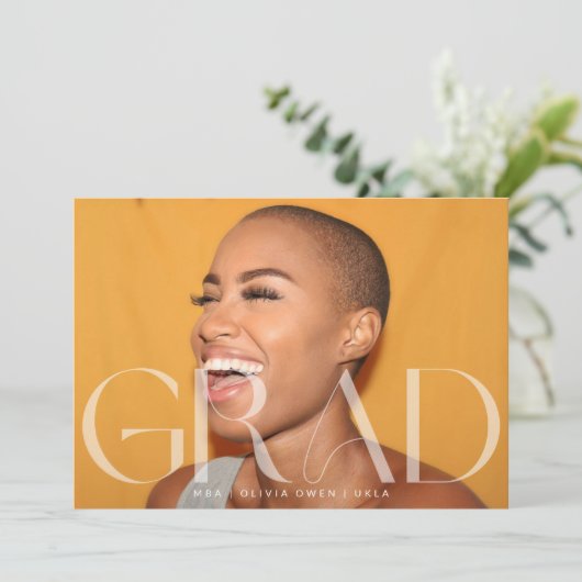 Faire-part Texte photo moderne transparent blanc Grad 2025 (Debout devant)