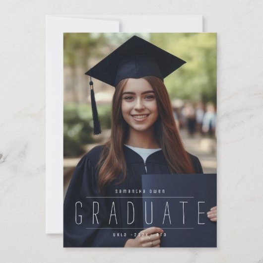 Faire-part TEXTE PLEIN BLEÉ MODERNE | Université PHOTO (Devant)