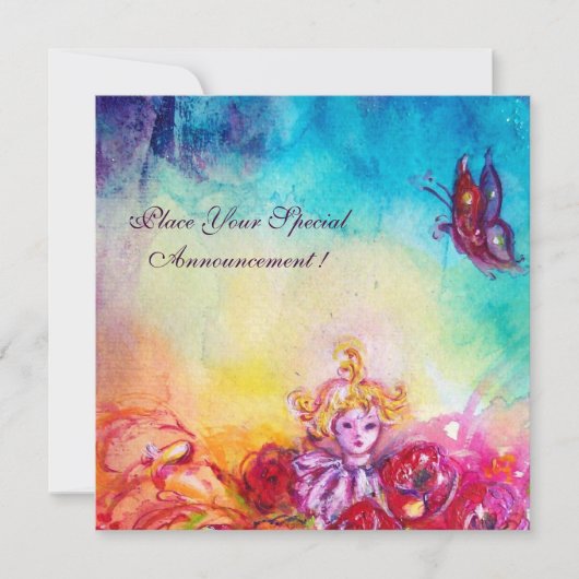 FAIRE-PART THUMBELINA, PANIER À FLEURS ET BOUTEILLE (Devant)