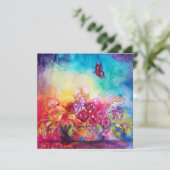 FAIRE-PART THUMBELINA, PANIER À FLEURS ET BOUTEILLE (Debout devant)