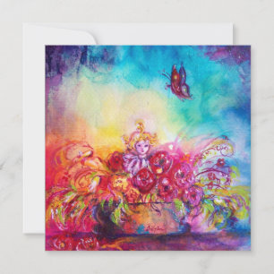 FAIRE-PART THUMBELINA, PANIER À FLEURS ET BOUTEILLE