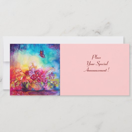 FAIRE-PART THUMBELINA, PANIER À FLEURS ET BOUTEILLE (Devant)