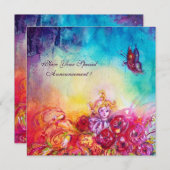 FAIRE-PART THUMBELINA, PANIER À FLEURS ET BOUTEILLE (Devant / Derrière)