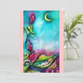 Faire-part THUMBELINA rose bleu rouge or métallique (Debout devant)