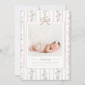 Faire-part Timeless Floral Bow Photo Birth Announcement (Devant)