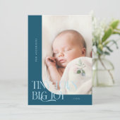 Faire-part Tiny Toes Big Joy Photo Naissance Turquoise (Debout devant)