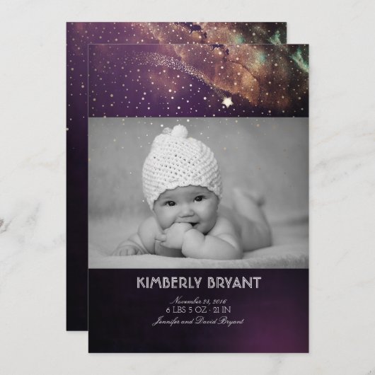 Faire-part Tir Star Starry Night Baby Photo Naissance (Devant / Derrière)