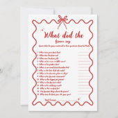 Faire-part Tirée mariée mariée trivia jeu de douche nuptiale (Devant)