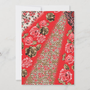 Faire-part Tissu rouge éclatant avec floral complexe et
