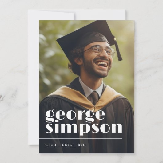 Faire-part Titre en gras Script Grad Grad Graduate Two Photo (Devant)