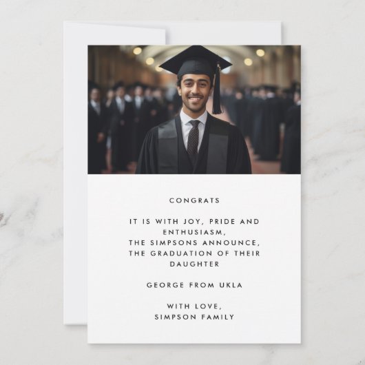 Faire-part Titre en gras Script Grad Grad Graduate Two Photo (Dos)