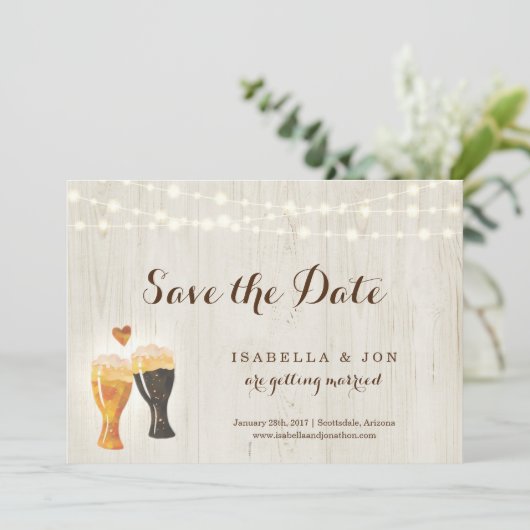 Faire-part Toast de bière Enregistrer la date (Debout devant)