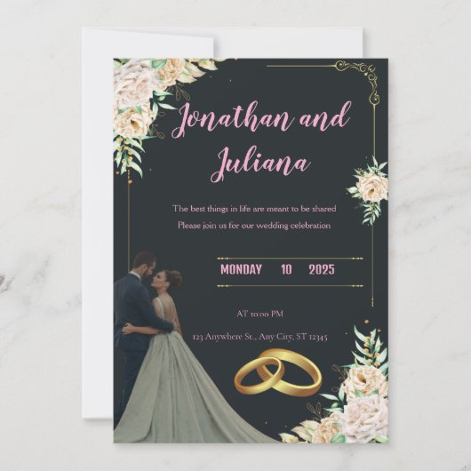 Faire-part Together Forever – The Wedding of Sarah & Ahmed (Devant)