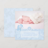 Faire-part Toile bleue+éléphant de PixDezines (Devant / Derrière)