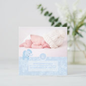 Faire-part Toile bleue+éléphant de PixDezines (Debout devant)