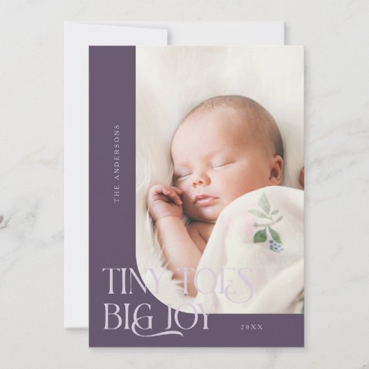 Faire-part Toile minuscule Gros Joy Plum Photo Naissance (Devant)