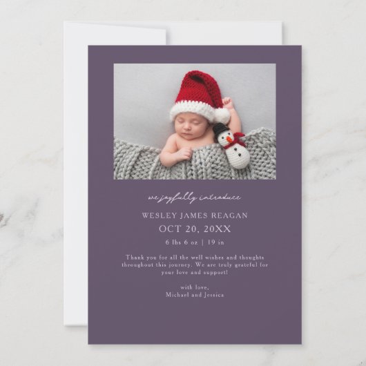 Faire-part Toile minuscule Gros Joy Plum Photo Naissance (Dos)
