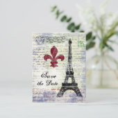 Faire-part Tour Eiffel Enregistrer la date Carte postale (Debout devant)