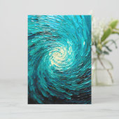 Faire-part Tourbillon océan turquoise abstrait (Debout devant)