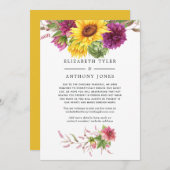 Faire-part Tournesol d'été Liste d'invités Mariages réduits (Devant / Derrière)