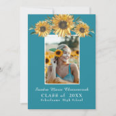 Faire-part Tournesol photo Bleu Moderne graduation rustique m (Devant)