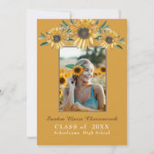 Faire-part Tournesol photo Moderne Rustique Noir Graduation A (Devant)