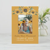 Faire-part Tournesol photo Moderne Rustique Noir Graduation A (Debout devant)