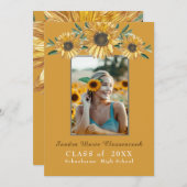 Faire-part Tournesol photo Moderne Rustique Noir Graduation A (Devant / Derrière)