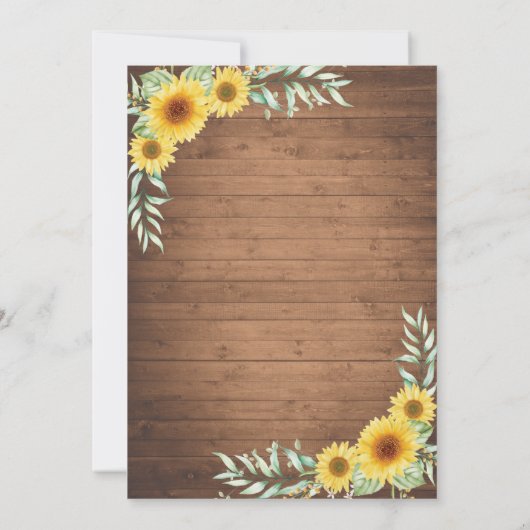Faire-part Tournesol rustique en bois Enregistrer la date (Dos)