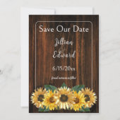 Faire-part Tournesol Rustique Enregistrer La Date (Devant)