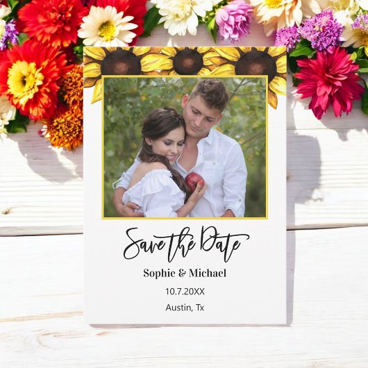 Faire-part Tournesol Sauvez la date Photo Floral