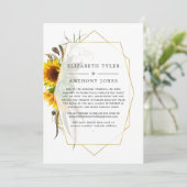 Faire-part Tournesols géométriques rustiques Invités Mariages (Debout devant)