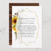 Faire-part Tournesols géométriques rustiques Invités Mariages (Devant / Derrière)