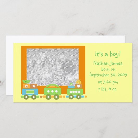 Faire-part Train bébé (Devant / Derrière)