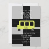 Faire-part Transport scolaire Roue Bus fête d'anniversaire (Devant)