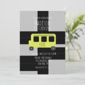 Faire-part Transport scolaire Roue Bus fête d'anniversaire (Debout devant)