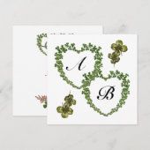 Faire-part trèfle COEURS MONOGRAMME glace (Devant / Derrière)
