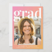 Faire-part Trendy Photo Pink Orange Graduation (Devant)