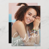 Faire-part Trendy Script Overlay, Ajouter Pic, Graduation Pho (Devant / Derrière)