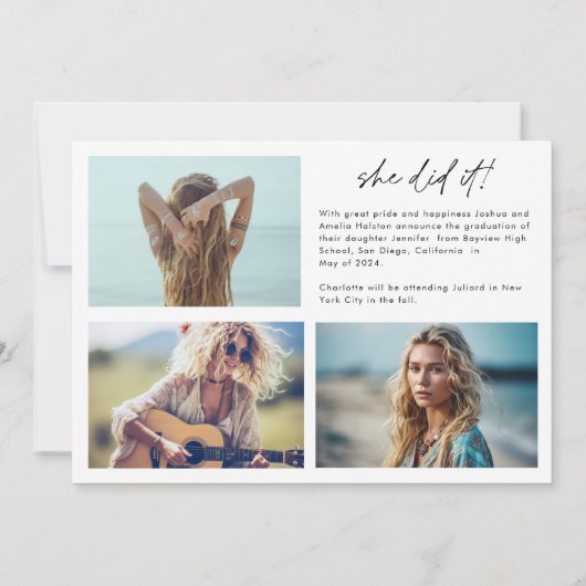 Faire-part Trendy Script Overlay Multi Photo Graduation (Dos)