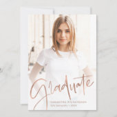 Faire-part Trendy Script Overlay | Photo Graduation de deux (Devant)