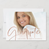 Faire-part Trendy Script Overlay | Photo Graduation de deux (Devant)