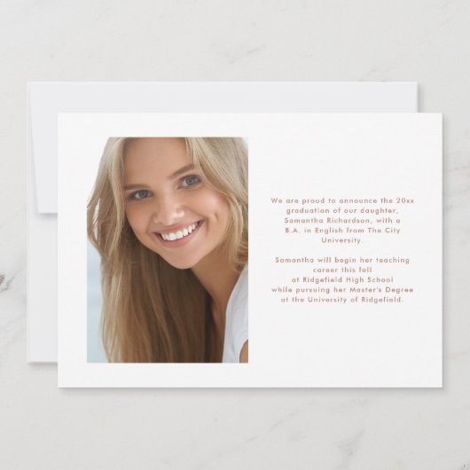 Faire-part Trendy Script Overlay | Photo Graduation de deux (Dos)