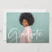 Faire-part Trendy Script Overlay | Photo Graduation de deux (Devant)