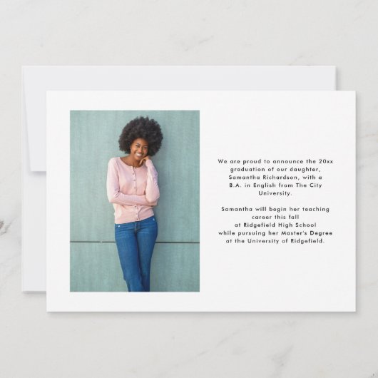 Faire-part Trendy Script Overlay | Photo Graduation de deux (Dos)