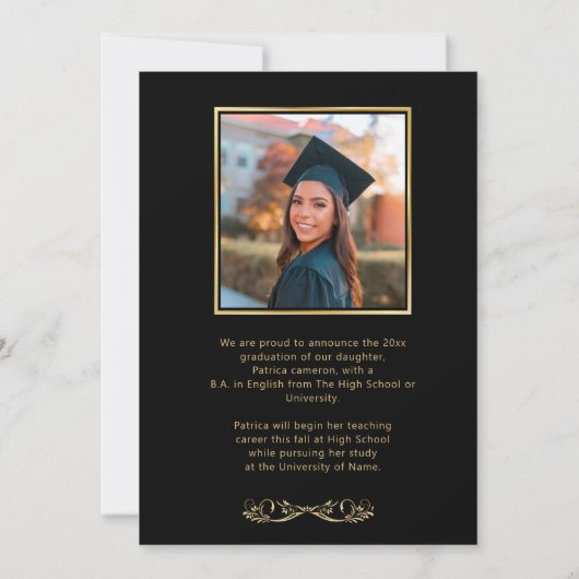 Faire-part Trendy Script Overlay | Photo Graduation de deux (Dos)